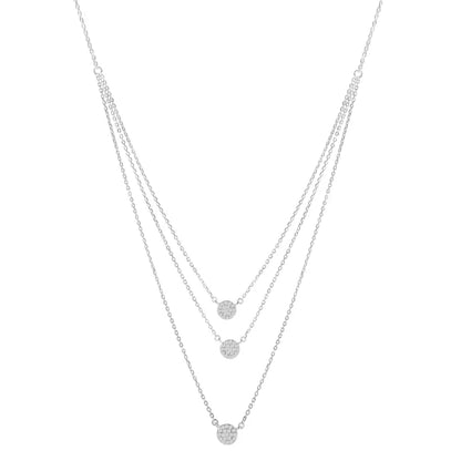 .925 Sterling Silver 1/2 Cttw Round Diamond Medallion Multi-Strand Tri Pendant 18" Necklace (H-I Color, I2-I3 Clarity) - Bijoux-NYC Direct