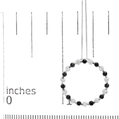 .925 sterling silver 1 3/4 cttw alternating black and white diamond open circle hoop pendant necklace (h i color i2 i3 clarity)