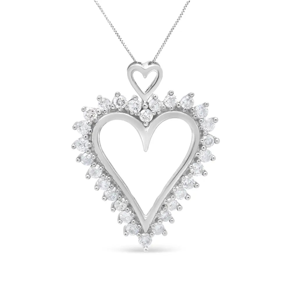 Diamond open heart pendant necklace in.925 sterling silver 1 3/4 cttw bijoux-nyc direct