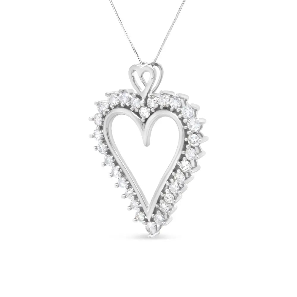 Diamond open heart pendant necklace in.925 sterling silver 1 3/4 cttw bijoux-nyc direct