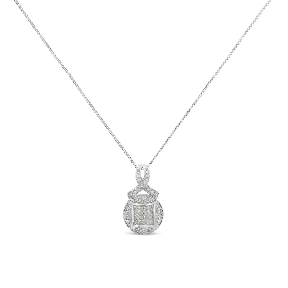 1/3 cttw diamond ribbon and circle pendant in.925 sterling silver 18 bijoux-nyc direct
