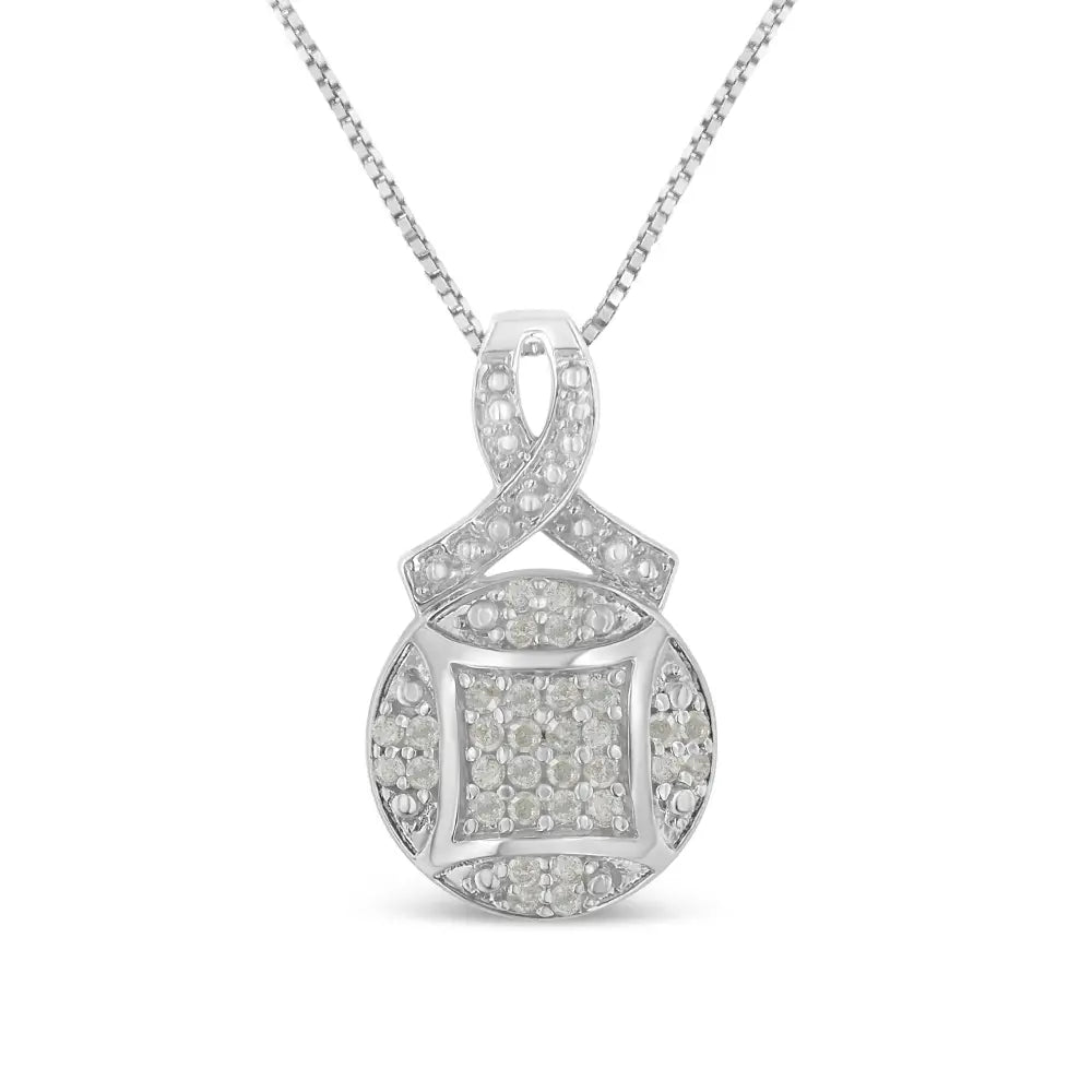 1/3 cttw diamond ribbon and circle pendant in.925 sterling silver 18 bijoux-nyc direct