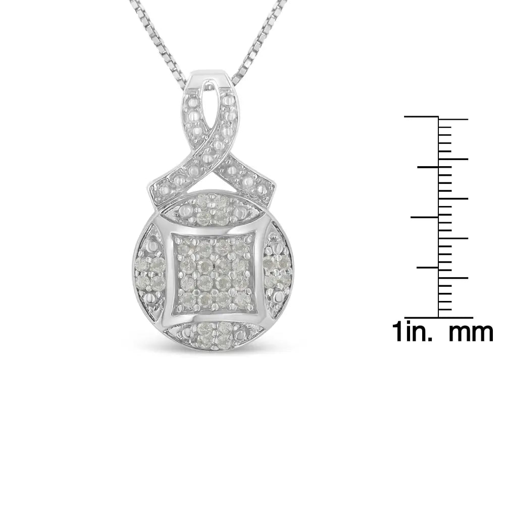 1/3 cttw diamond ribbon and circle pendant in.925 sterling silver 18 bijoux-nyc direct