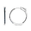 Sterling silver 1/3 cttw inside out blue diamond 1mm hoop earrings bijoux-nyc direct
