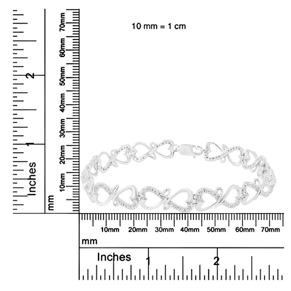 Sterling silver 1/3 cttw diamond double heart infinity 7.25 inch bracelet bijoux-nyc direct