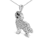 .925 sterling silver 1/3 cttw white and black diamond labrador retriever dog pendant necklace (i j color i2 i3 clarity) 18’’