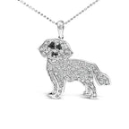.925 sterling silver 1/3 cttw white and black diamond labrador retriever dog pendant necklace (i j color i2 i3 clarity) 18’’