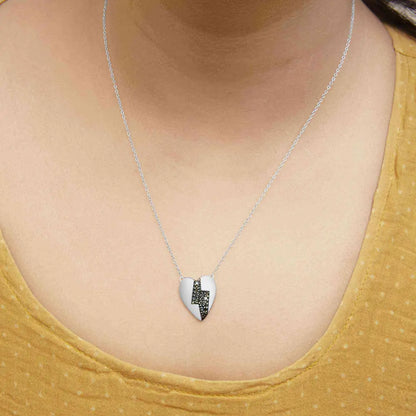 925 sterling silver 1/3 ctw blue diamond heart and lightning bolt pendant necklace (blue color si1 si2 clarity) 18’’ inches