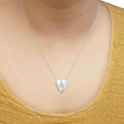 925 sterling silver 1/3 ctw diamond heart and lightning bolt pendant necklace (h i color si1 si2 clarity) 18’’ inches