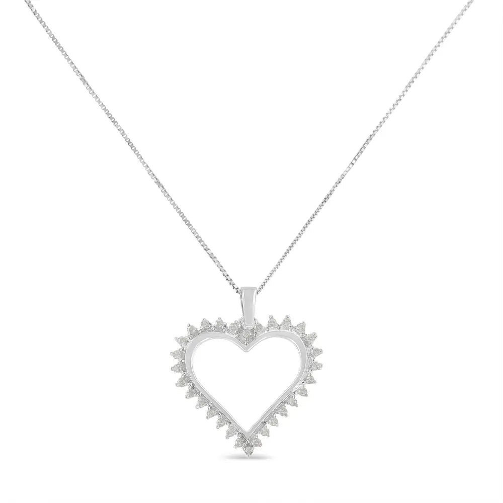 1/4 cttw diamond open heart pendant necklace in.925 sterling silver bijoux-nyc direct