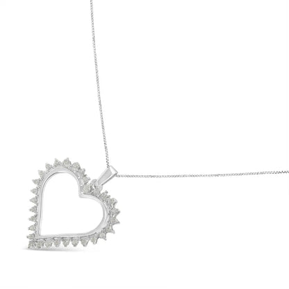 .925 sterling silver 1/4 cttw 3 prong diamond open heart 18’’ pendant necklace (i j color i3 clarity) necklaces/pendant/pendant