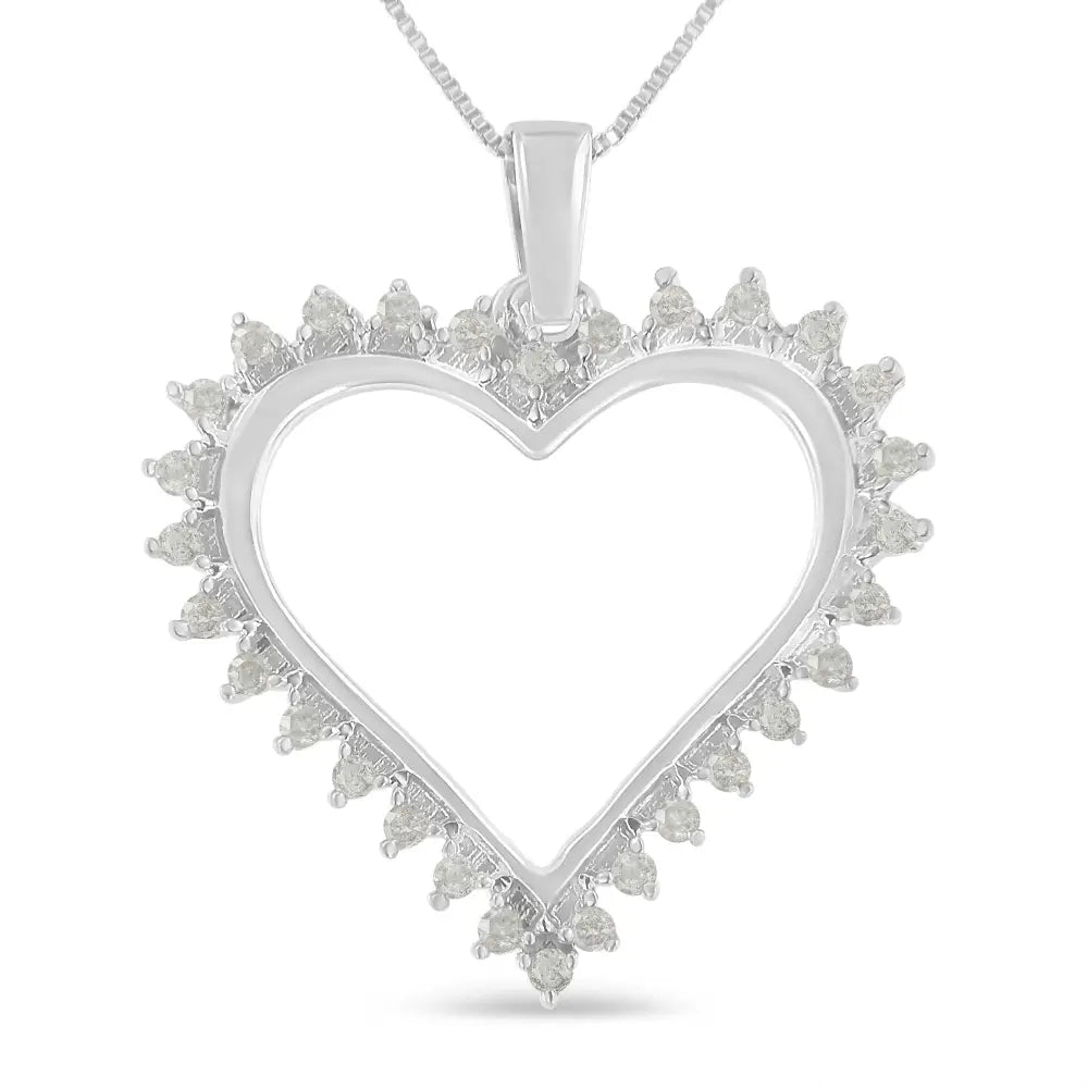 1/4 cttw diamond open heart pendant necklace in.925 sterling silver bijoux-nyc direct