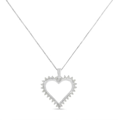 .925 sterling silver 1/4 cttw 3 prong diamond open heart 18’’ pendant necklace (i j color i3 clarity) necklaces/pendant/pendant