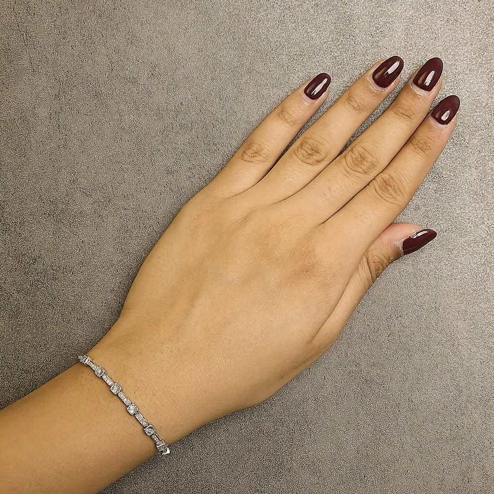 1/4 cttw diamond sterling silver adjustable square and rectangle bracelet bijoux-nyc direct