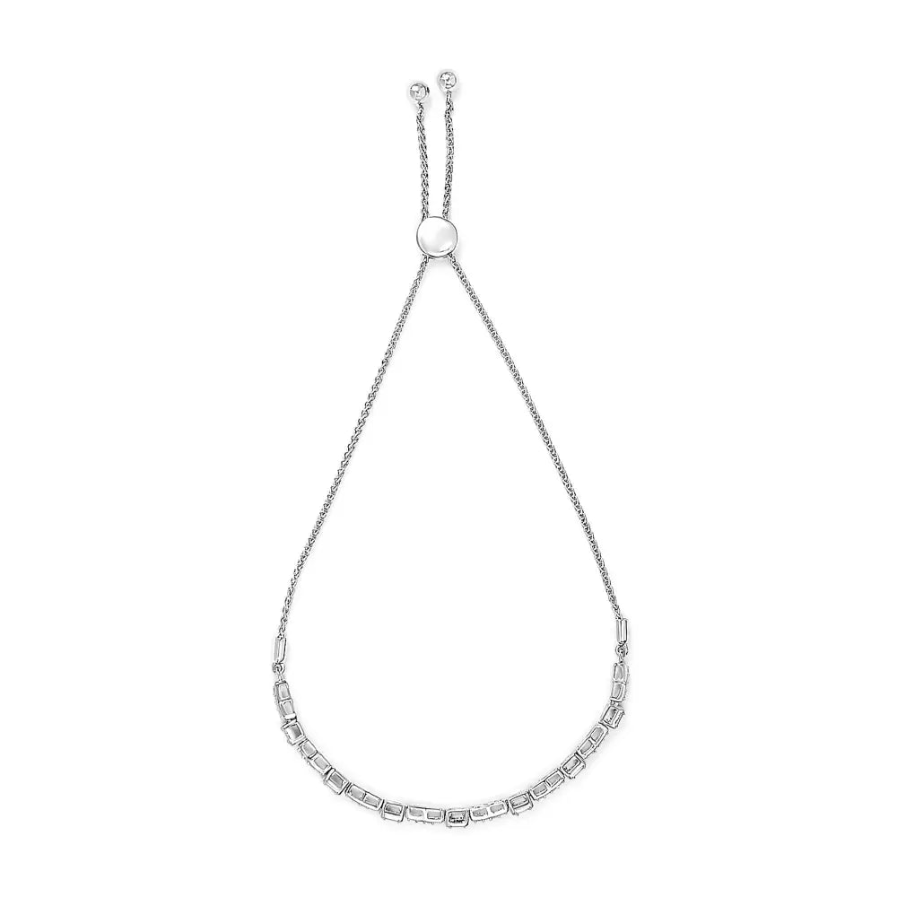 1/4 cttw diamond sterling silver adjustable square and rectangle bracelet bijoux-nyc direct