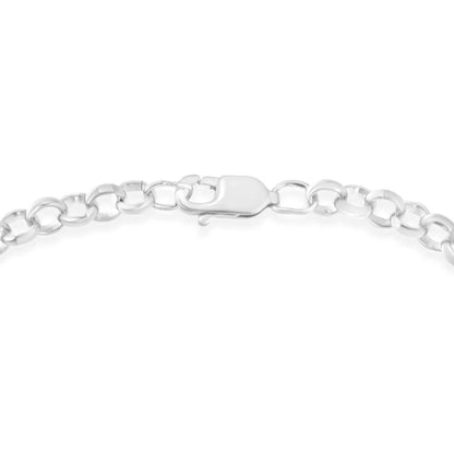 .925 sterling silver 1/4 cttw diamond accented heart and ribbon charm 7’’ link chain bracelet (h i color i1 i2 clarity)