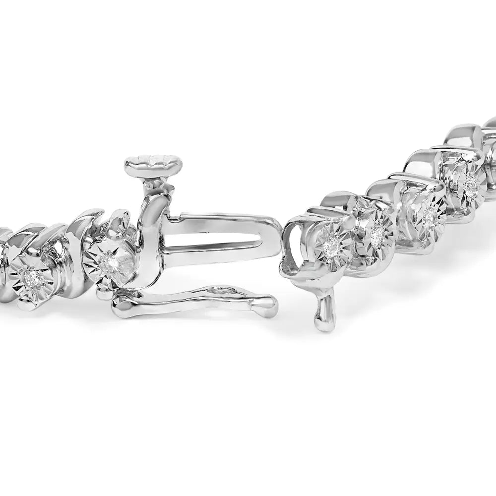 1/4 cttw diamond s link bracelet in rhodium plated.925 sterling silver bijoux-nyc direct