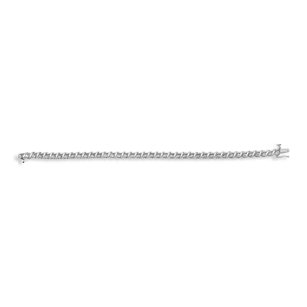 1/4 cttw diamond s link bracelet in rhodium plated.925 sterling silver bijoux-nyc direct