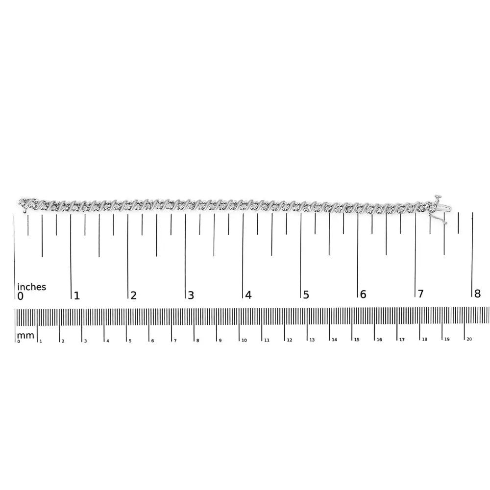 1/4 cttw diamond s link bracelet in rhodium plated.925 sterling silver bijoux-nyc direct