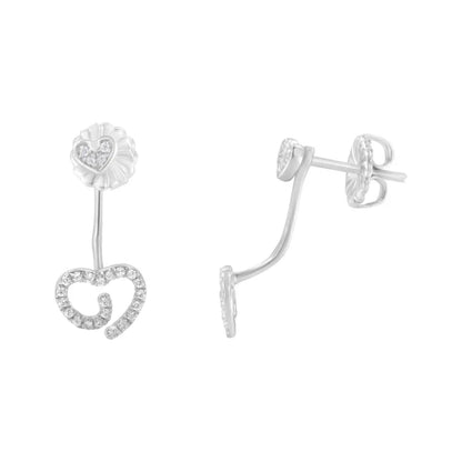 .925 Sterling Silver 1/4 Cttw Diamond Swirl Heart Front/Back Earrings (I-J Color, I2-I3 Clarity) - Bijoux-NYC Direct