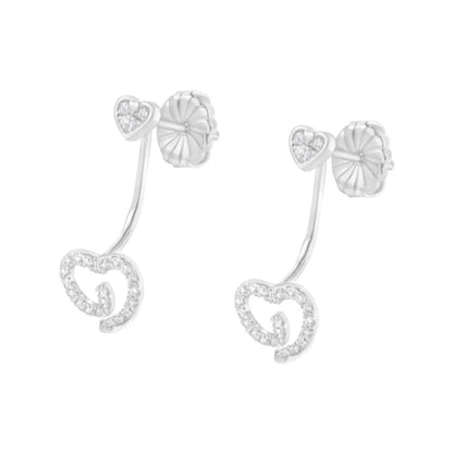 .925 Sterling Silver 1/4 Cttw Diamond Swirl Heart Front/Back Earrings (I-J Color, I2-I3 Clarity) - Bijoux-NYC Direct