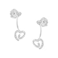 Sterling silver 1/4 cttw diamond swirl heart front back jacket earrings bijoux-nyc direct