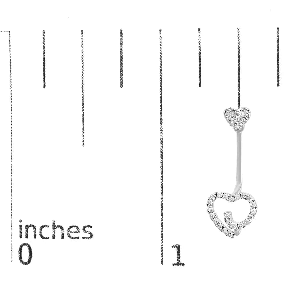 Sterling silver 1/4 cttw diamond swirl heart front back jacket earrings bijoux-nyc direct