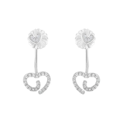 .925 Sterling Silver 1/4 Cttw Diamond Swirl Heart Front/Back Earrings (I-J Color, I2-I3 Clarity) - Bijoux-NYC Direct
