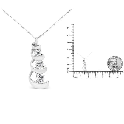 .925 Sterling Silver 1/4 cttw Diamond Swirl Shape Pendant Necklace (I-J, I2-I3) - Bijoux-NYC Direct