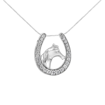.925 Sterling Silver 1/4 cttw Diamond U Shape Pendant Necklace (I-J, I3-Promo) - Bijoux-NYC Direct