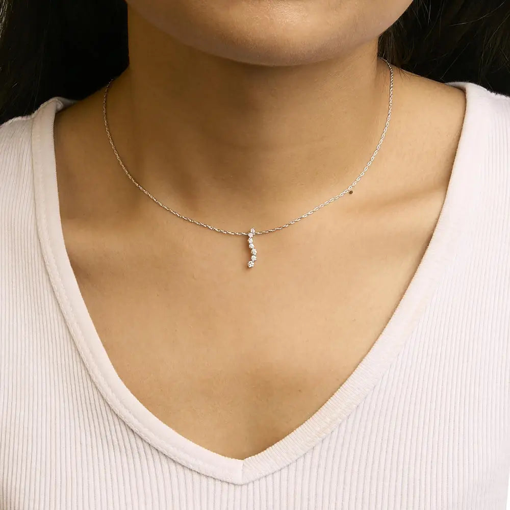 1/4 cttw lab grown diamond journey pendant necklace in.925 sterling silver bijoux-nyc direct