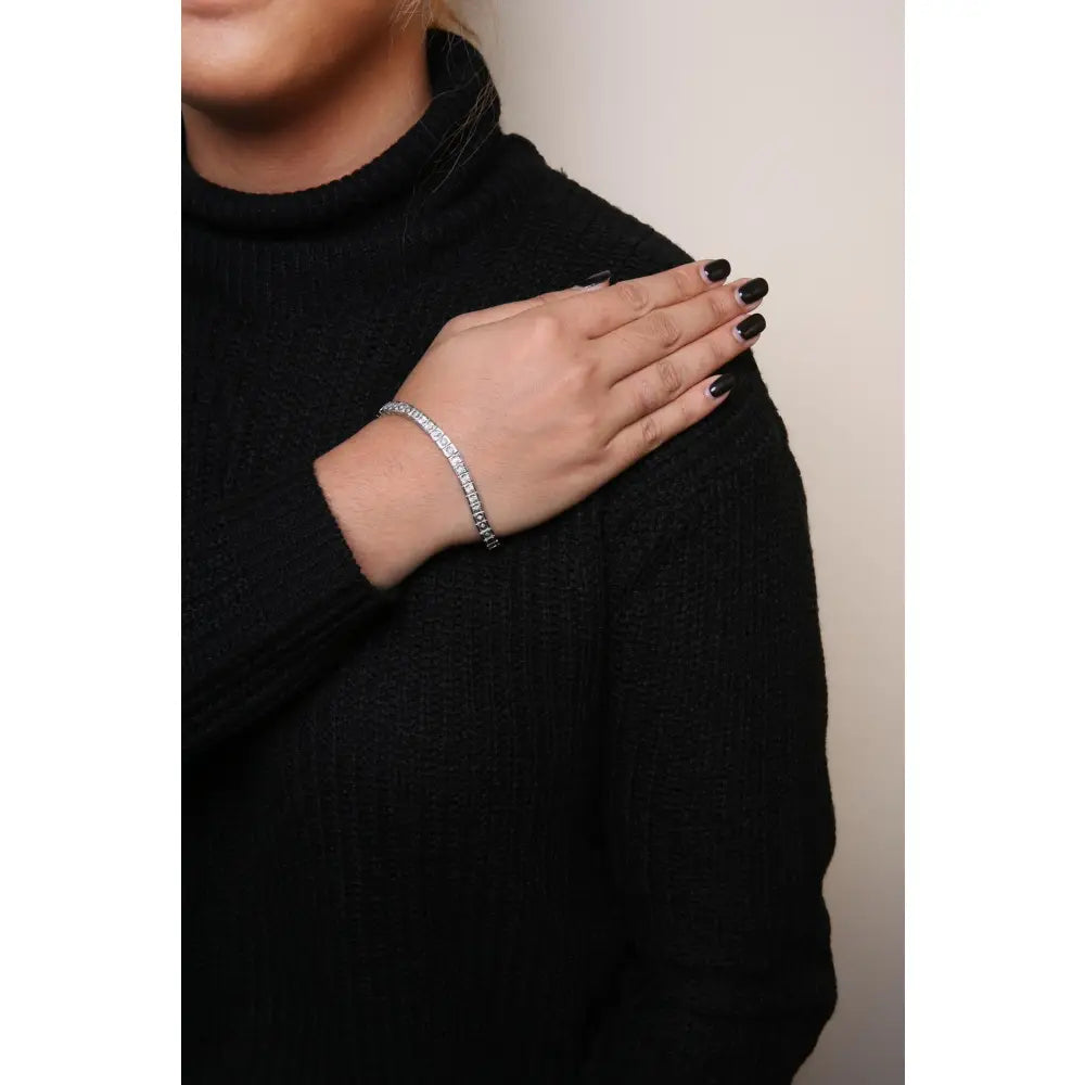 1/4 cttw diamond bead link tennis bracelet in sterling silver 7.25 inch bijoux-nyc direct