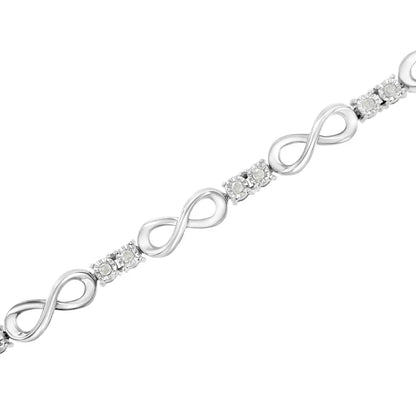 .925 Sterling Silver 1/4 cttw Miracle Set Diamond Infinity Link Bracelet (I-J Color, I3-Promo Clarity) - 7.25" - Bijoux-NYC Direct