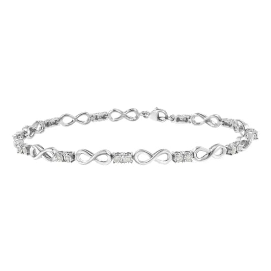 .925 Sterling Silver 1/4 cttw Miracle Set Diamond Infinity Link Bracelet (I-J Color, I3-Promo Clarity) - 7.25" - Bijoux-NYC Direct