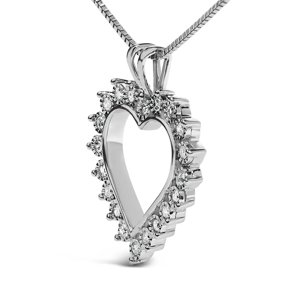 Sterling silver 1/4 cttw miracle set diamond heart 18 inch necklace bijoux-nyc direct