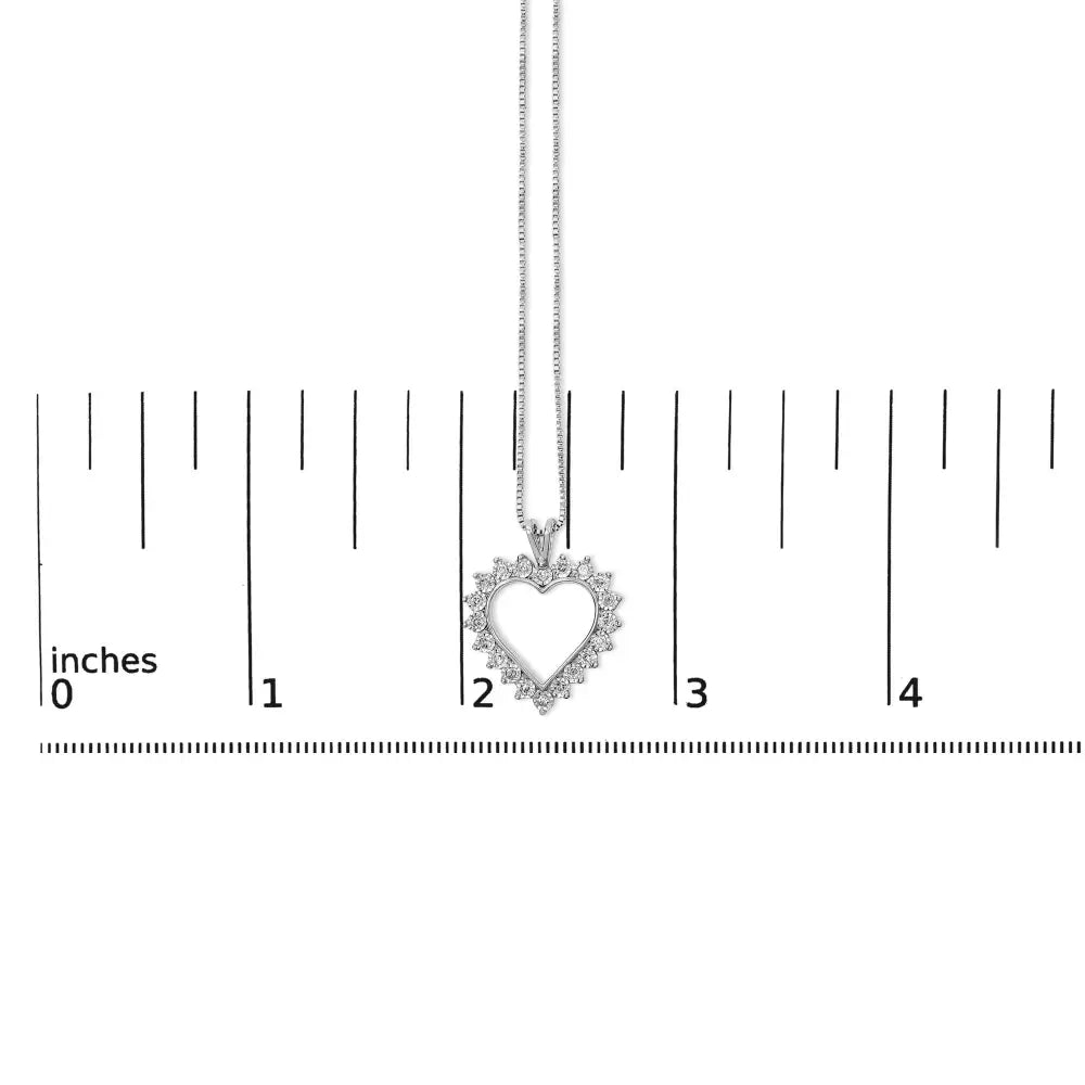 Sterling silver 1/4 cttw miracle set diamond heart 18 inch necklace bijoux-nyc direct