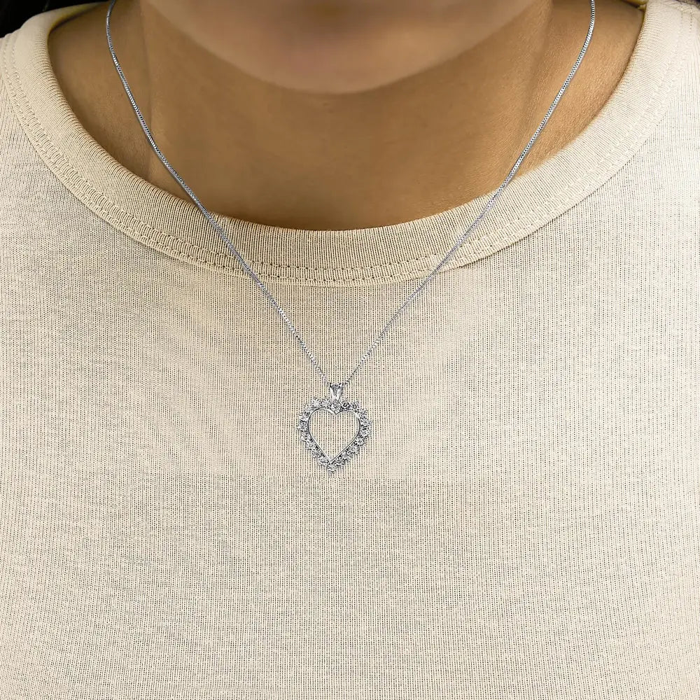 Sterling silver 1/4 cttw miracle set diamond heart 18 inch necklace bijoux-nyc direct