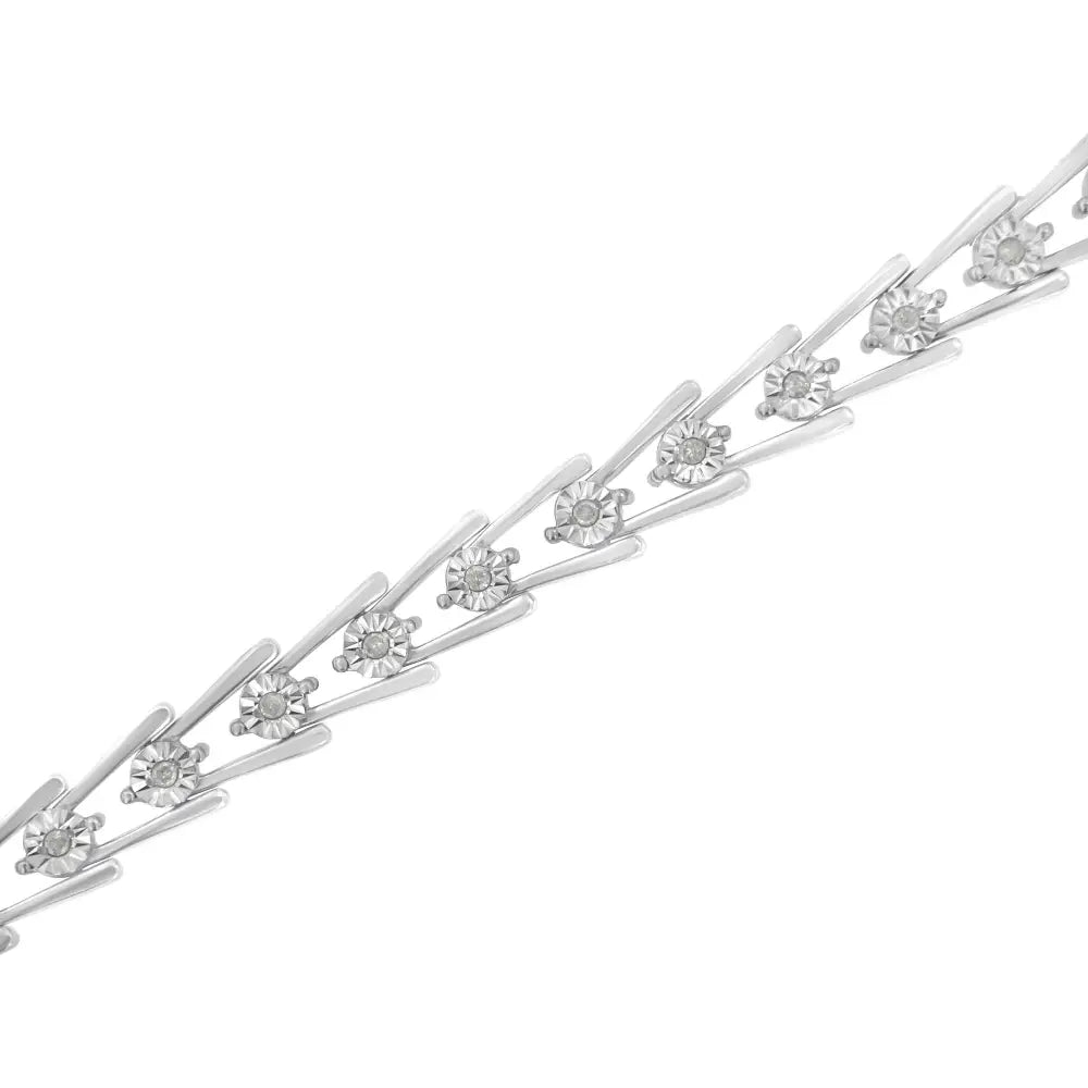 1/4 cttw miracle set diamond v link bracelet in.925 sterling silver 7.5 bijoux-nyc direct