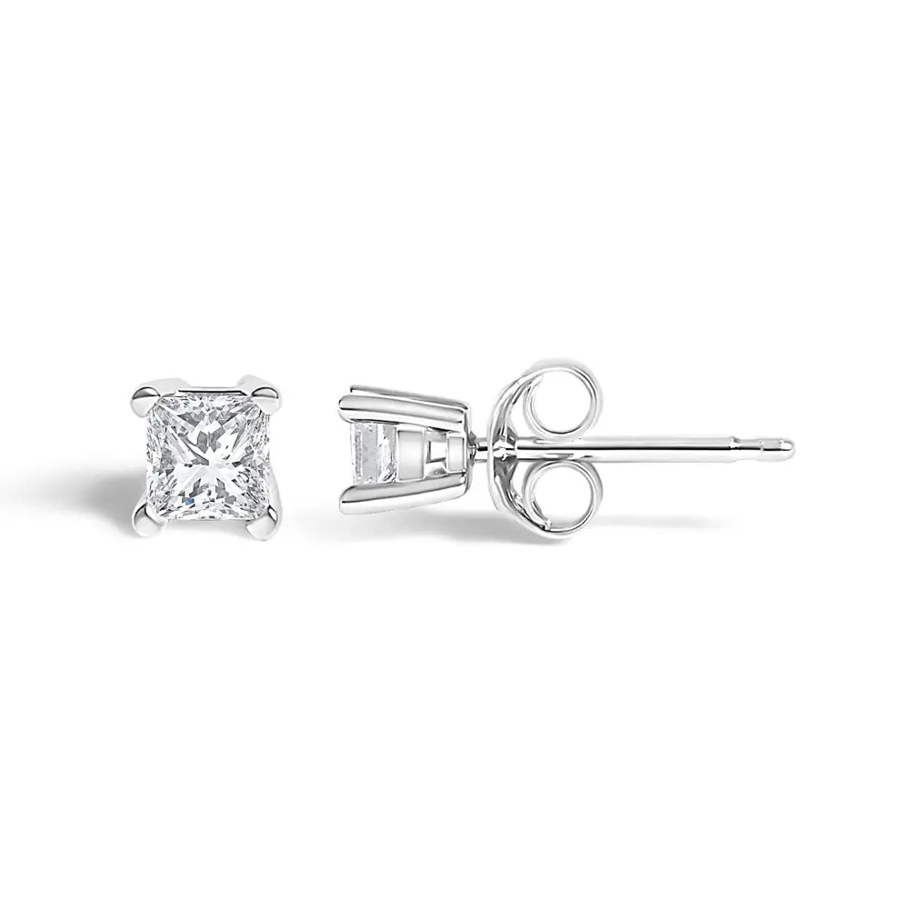Princess-cut diamond solitaire stud earrings in.925 sterling silver 1/4 cttw bijoux-nyc direct