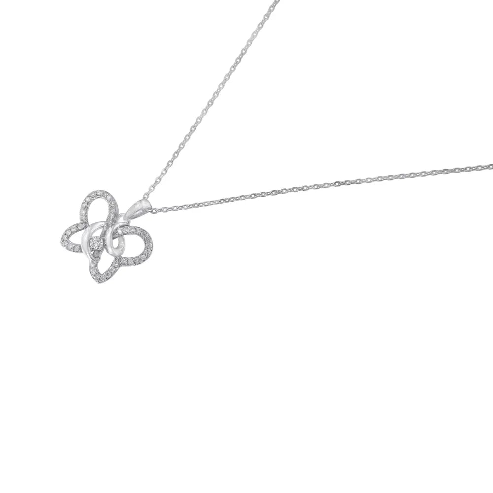 .925 Sterling Silver 1/4 cttw Prong-Set Diamond Butterfly 18" Pendant Necklace (H-I Color, I1-I2 Clarity) - Bijoux-NYC Direct