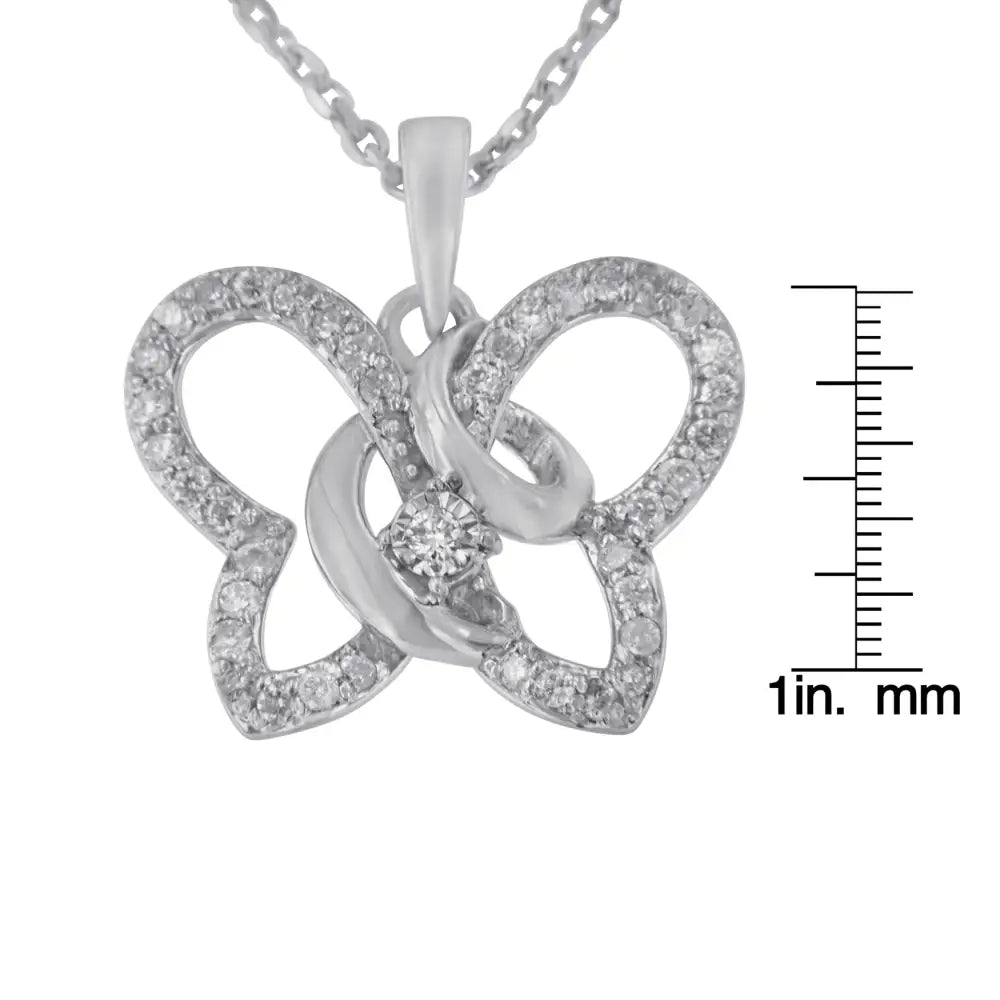 Diamond butterfly pendant necklace in sterling silver – 1/4 cttw 18’’