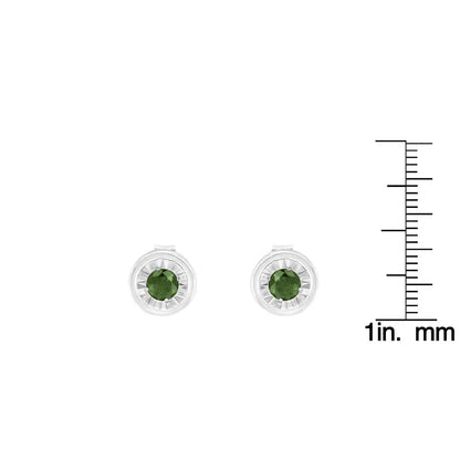 .925 Sterling Silver 1/4 Cttw Round Brilliant-Cut Green Diamond Miracle-Set Stud Earrings (Fancy Color-Enhanced, I1-I2 Clarity) - Bijoux-NYC Direct