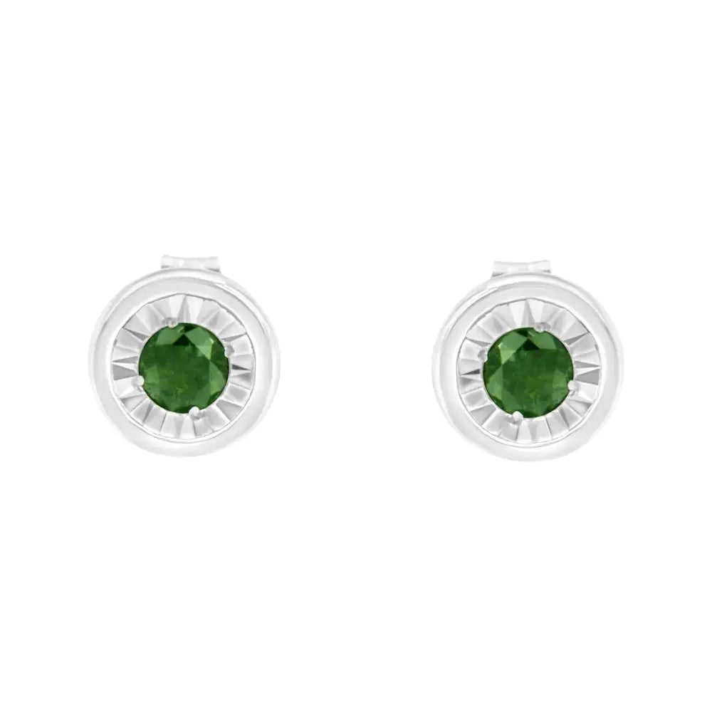 1/4 cttw green diamond miracle set stud earrings in.925 sterling silver bijoux-nyc direct