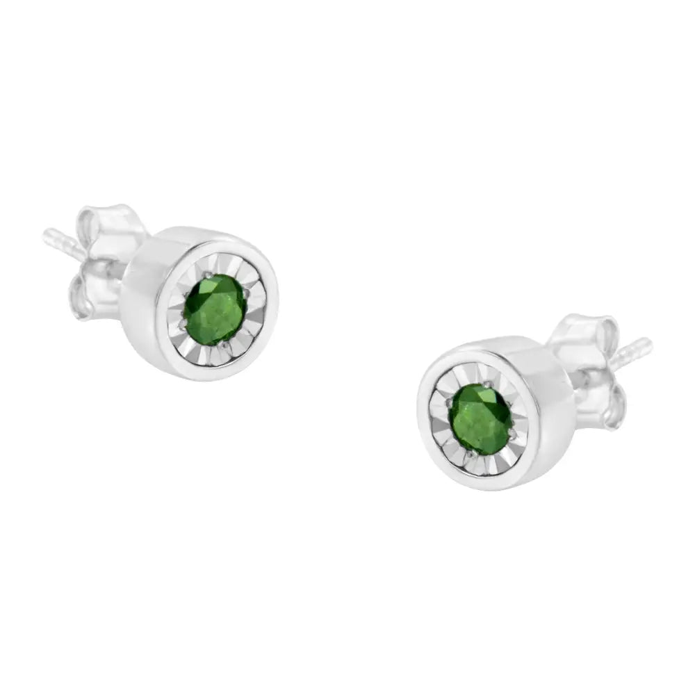 1/4 cttw green diamond miracle set stud earrings in.925 sterling silver bijoux-nyc direct