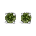 Sterling silver 1/4 cttw round green diamond 4-prong stud earrings bijoux-nyc direct
