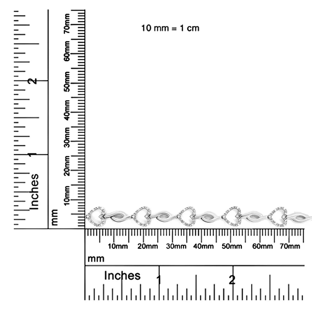 1/4 cttw diamond heart and leaf link bracelet in.925 sterling silver bijoux-nyc direct