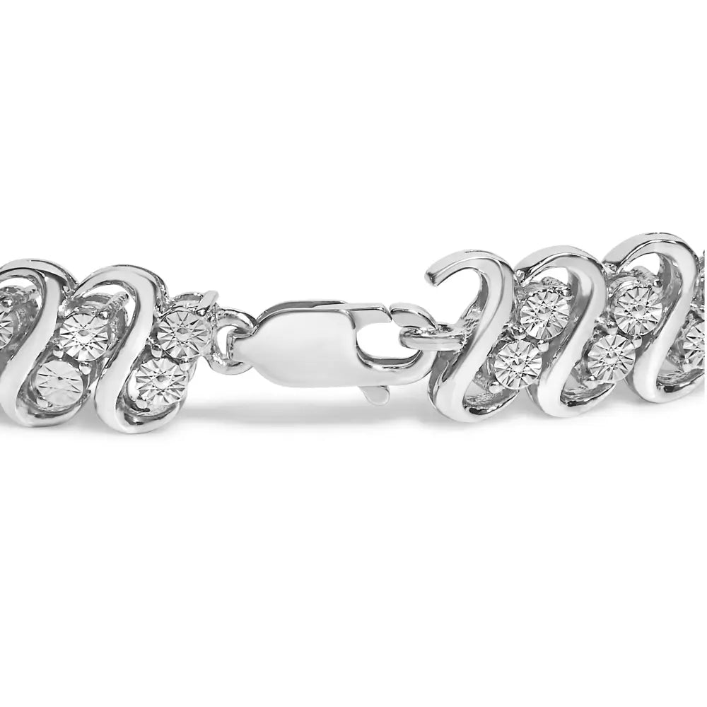 1/4 cttw diamond s-link double row bracelet in.925 sterling silver 7.25 bijoux-nyc direct