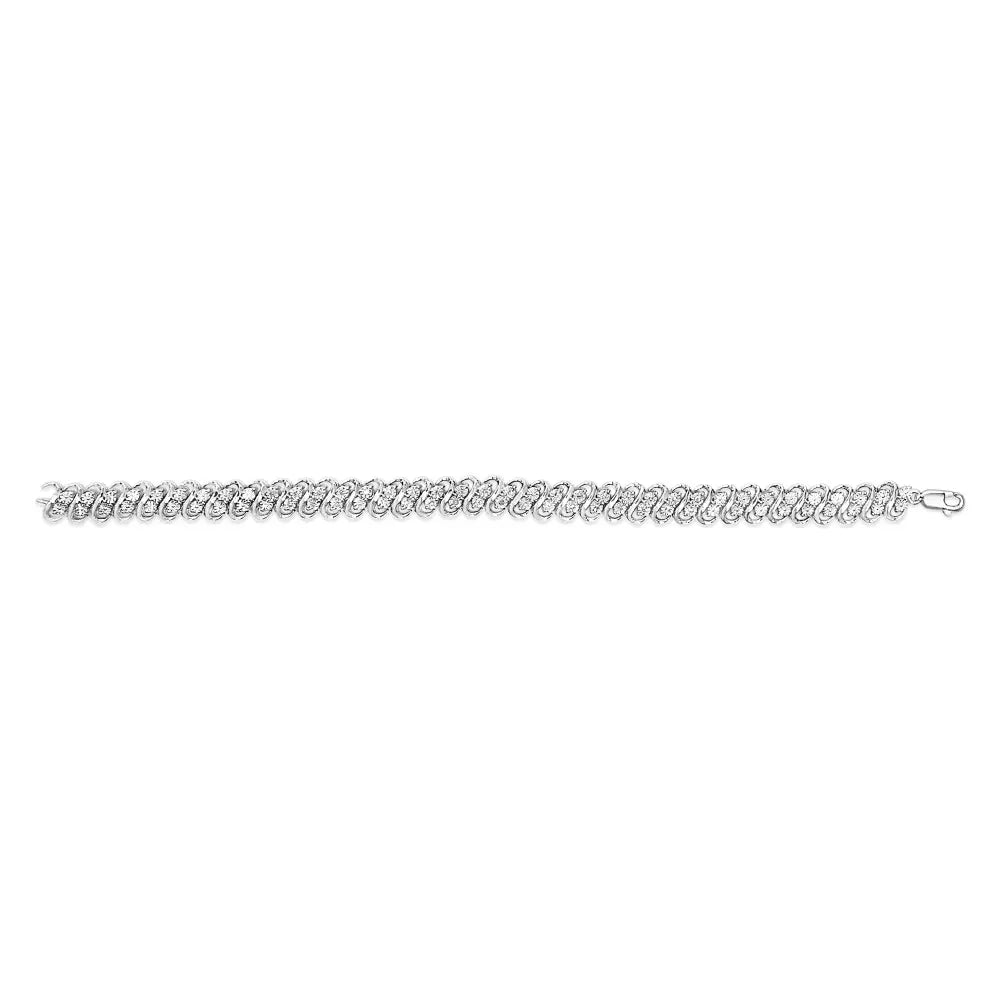 1/4 cttw diamond s-link double row bracelet in.925 sterling silver 7.25 bijoux-nyc direct