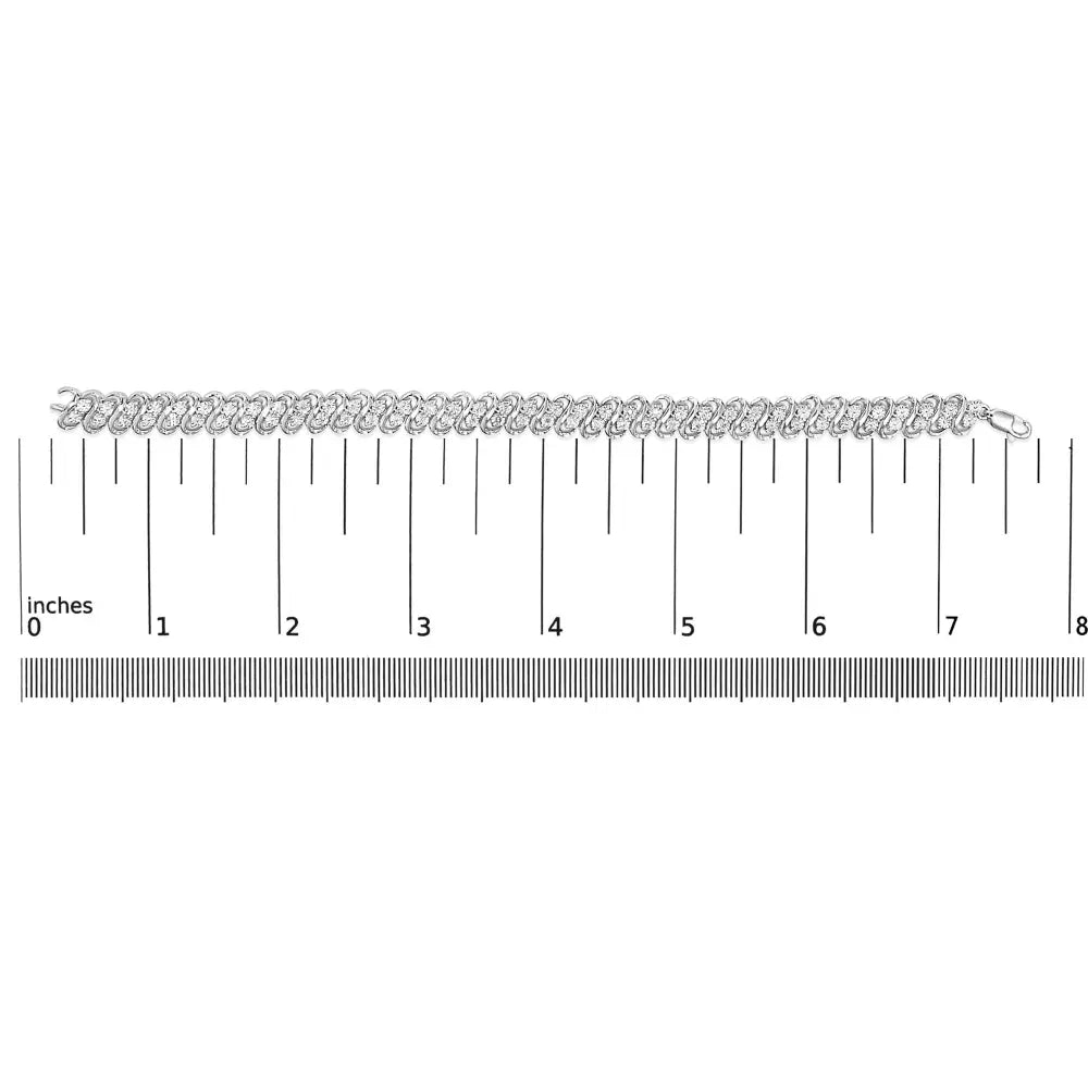 1/4 cttw diamond s-link double row bracelet in.925 sterling silver 7.25 bijoux-nyc direct