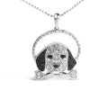 Sterling silver 1/4 cttw black and white diamond beagle pendant necklace bijoux-nyc direct